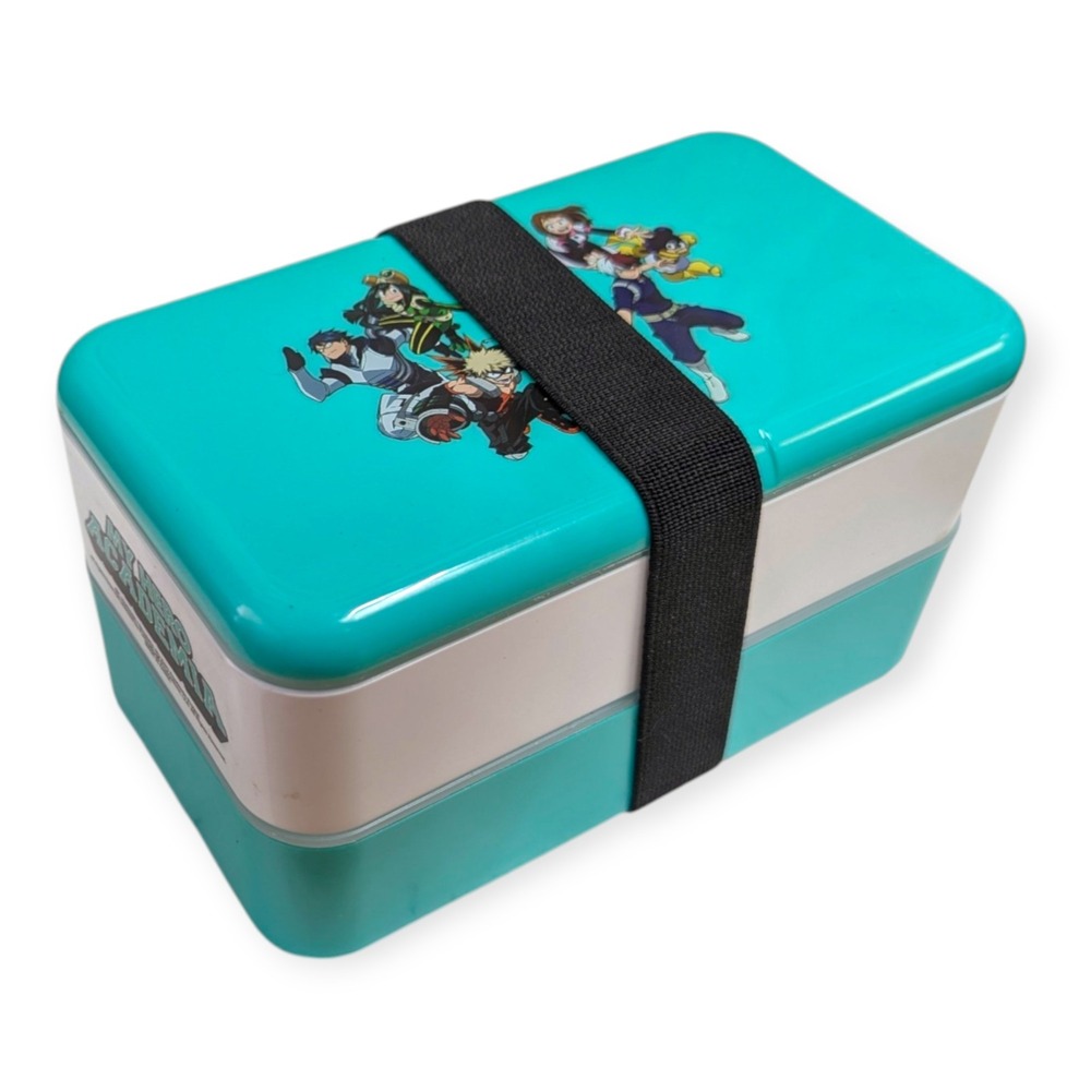 My Hero Academia Bento Lunch Box Teal 2-Tier Stackable with Utensils & Strap